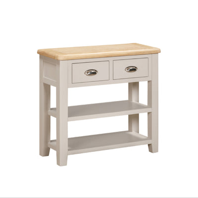 Windermere Oyster Grey Painted & Oak Console Table - 2 Drawer