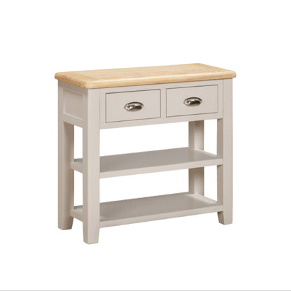 Windermere Oyster Grey Painted & Oak Console Table - 2 Drawer