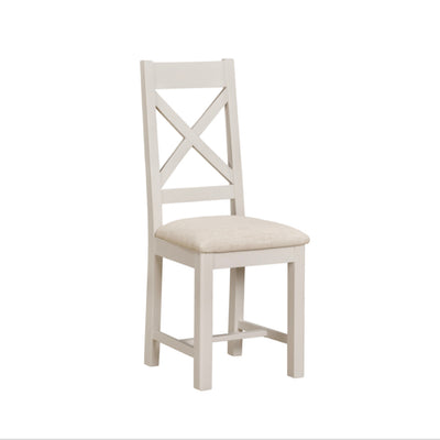 Windermere Oyster Grey Painted & Oak Dining Chair - Cross Back