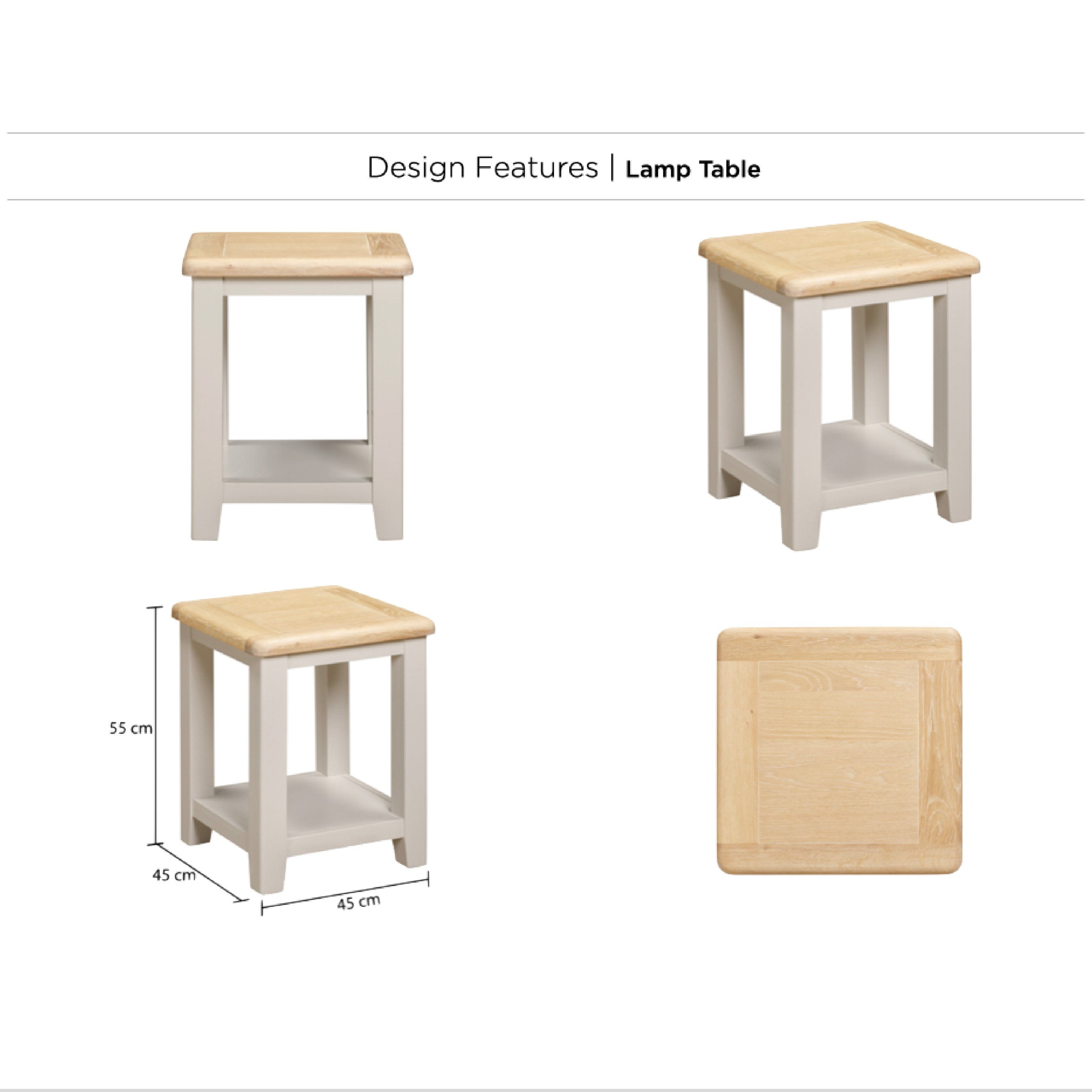 Windermere Oyster Grey Painted & Oak Lamp Table