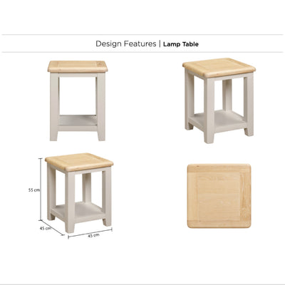 Windermere Oyster Grey Painted & Oak Lamp Table