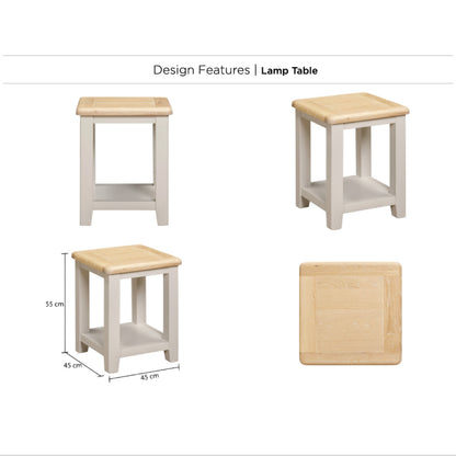 Windermere Oyster Grey Painted & Oak Lamp Table