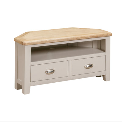 Windermere Oyster Grey Painted & Oak TV Unit - Corner