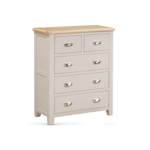 Windermere Oyster Grey Painted & Oak Chest of Drawers - 2 Over 3