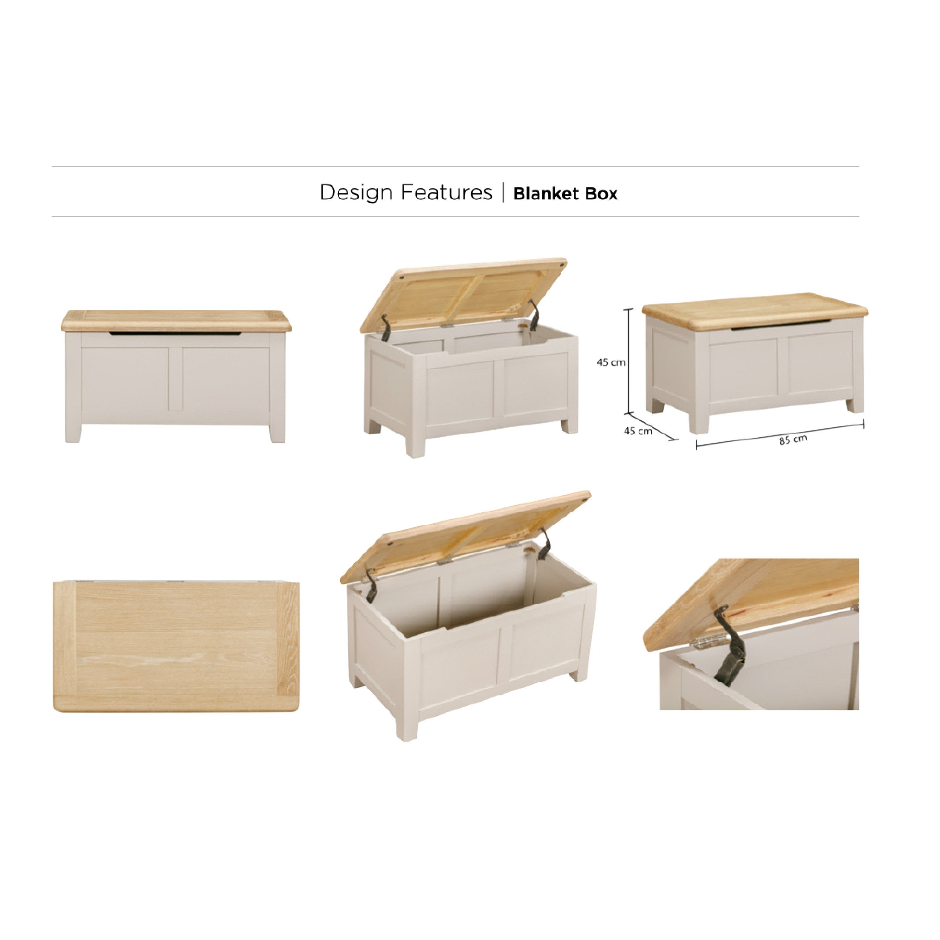 Windermere Oyster Grey Painted & Oak Blanket Box