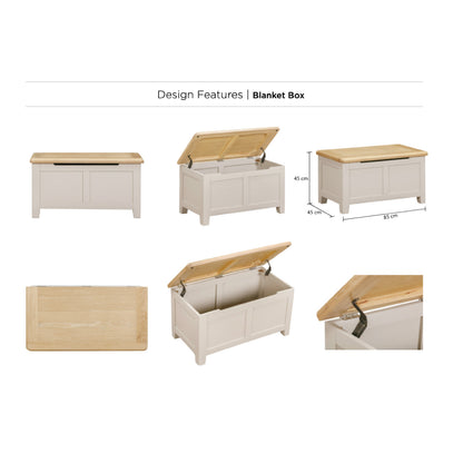 Windermere Oyster Grey Painted & Oak Blanket Box