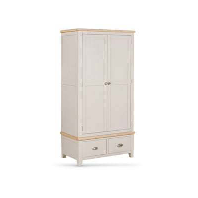 Windermere Oyster Grey Painted & Oak Wardrobe - Double with 2 Drawers