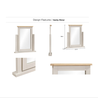 Windermere Oyster Grey Painted & Oak Dressing Table Mirror
