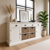 Wicklewood Extra Large White Painted Sideboard, with Sea Grass Baskets