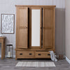 Oakdale Oak Wardrobe - 3 Door With Mirror