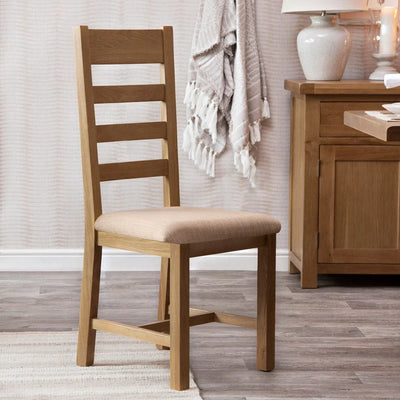 Oakdale Oak Ladder Back Dining Chair - Padded Seat
