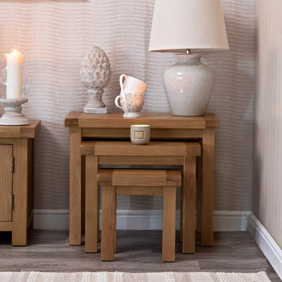 Oakdale Oak Nest of 3 Tables