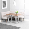 Montgomery Corner Dining Bench Set with Backs, PLUS Earlham Fixed Dining Table in Grey with Oak Top - Right Hand Facing