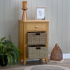 Modena Oak Side Table - 1 Drawer 2 Baskets