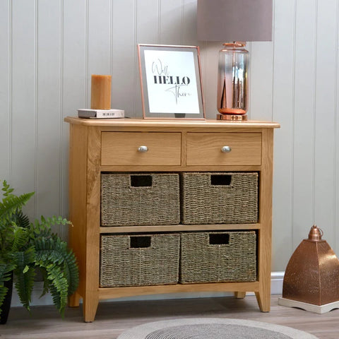 Modena Oak Sideboard - 2 Drawer 4 Baskets