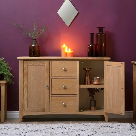 Modena Oak Sideboard - 2 Door 3 Drawer