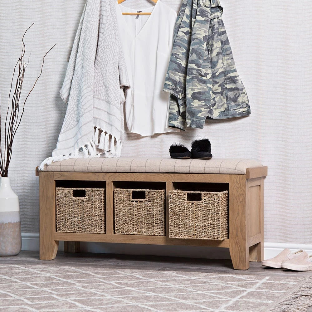 Norfolk Oak Hall Bench Seat - Straight