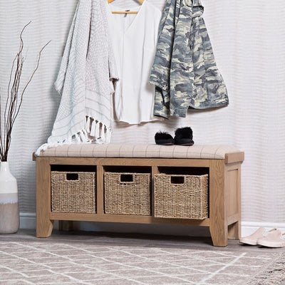 Norfolk Oak Hall Bench Seat - Straight