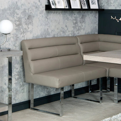 Sloane Oak & Chrome Dining Bench - 1m High Back
