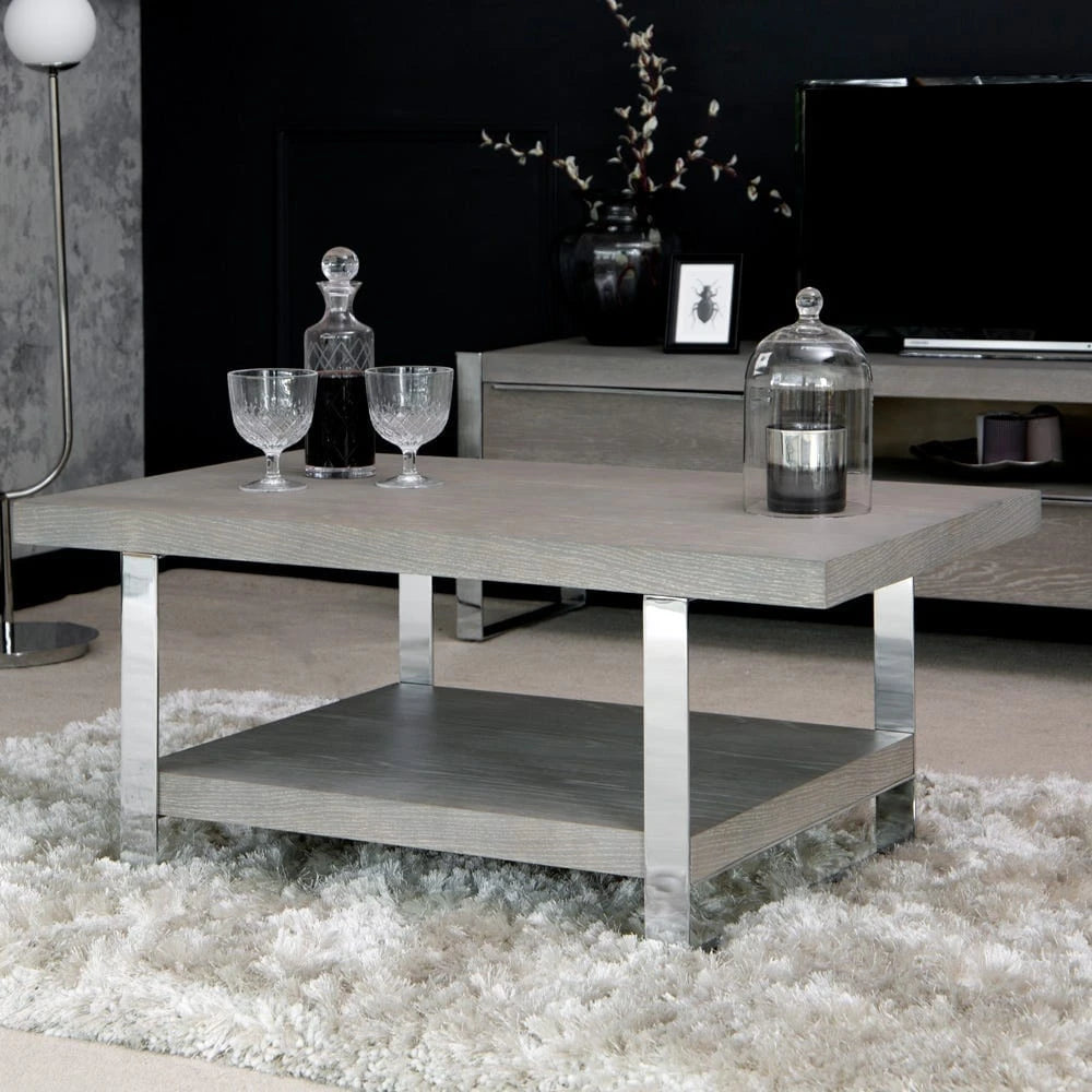 Sloane Oak & Chrome Coffee Table - Small