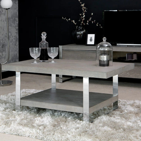 Sloane Oak & Chrome Coffee Table - Small