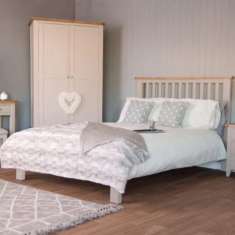 Chester Dove Grey Painted Oak Bed Frame - 4ft6 Double