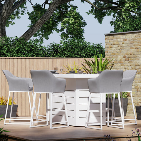 Mambo Santorini Bar Table with Firepit - White with Plain Top