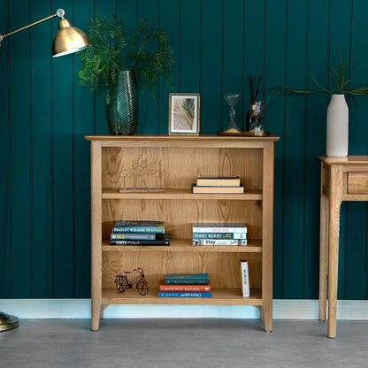Rimini Oak Bookcase - Small Wide Bookcase