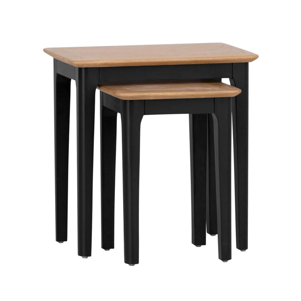 Rimini Oak & Jet Black Painted Nest of 2 Tables