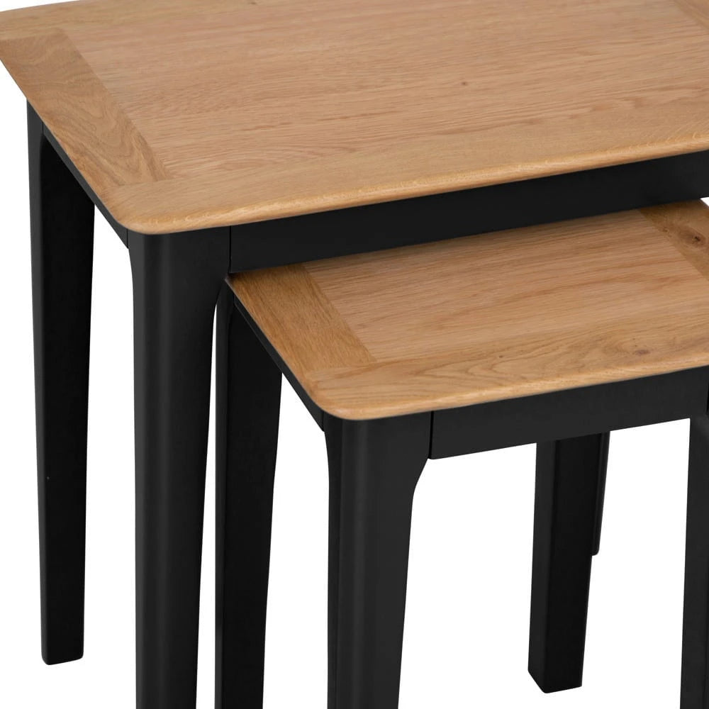 Rimini Oak & Jet Black Painted Nest of 2 Tables
