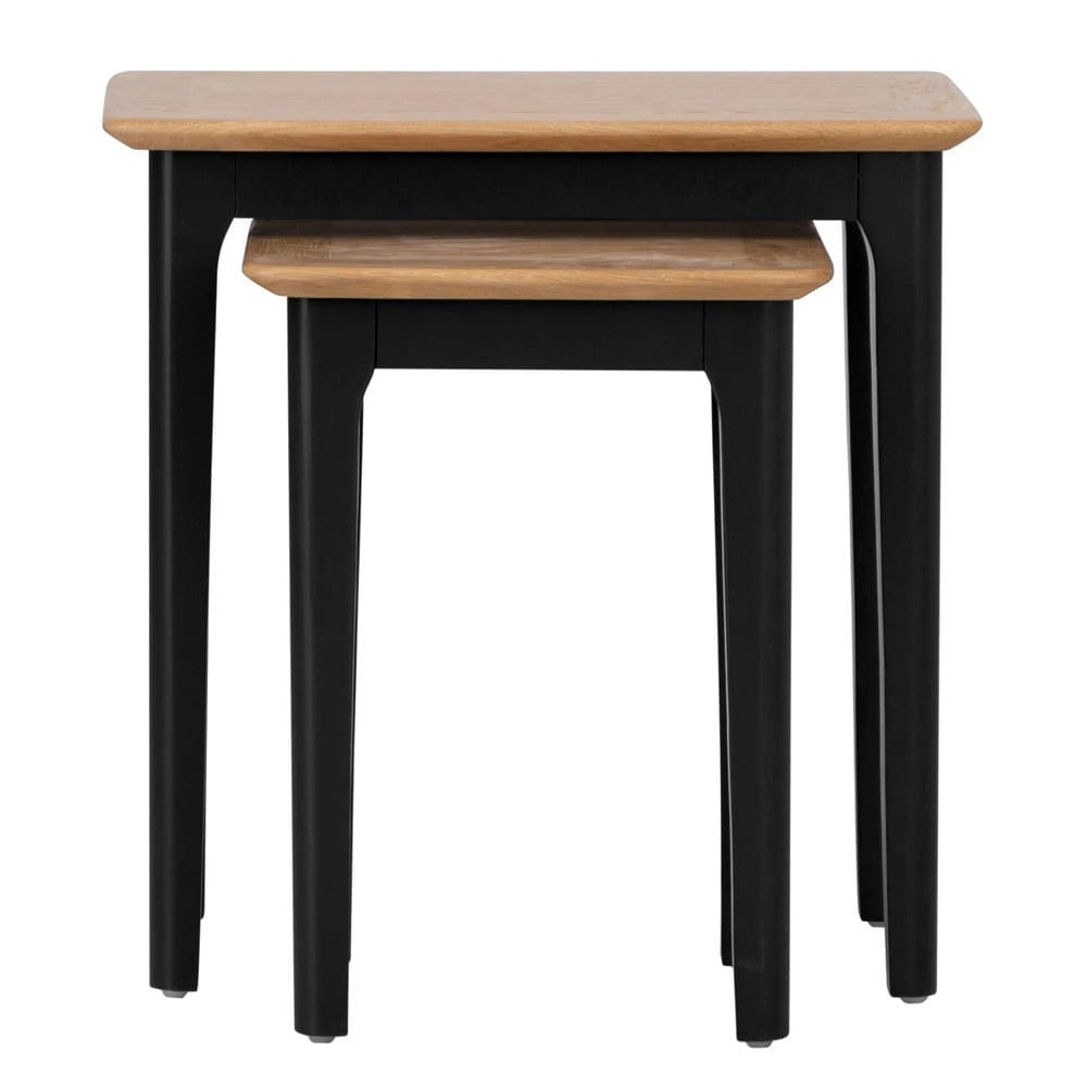 Rimini Oak & Jet Black Painted Nest of 2 Tables