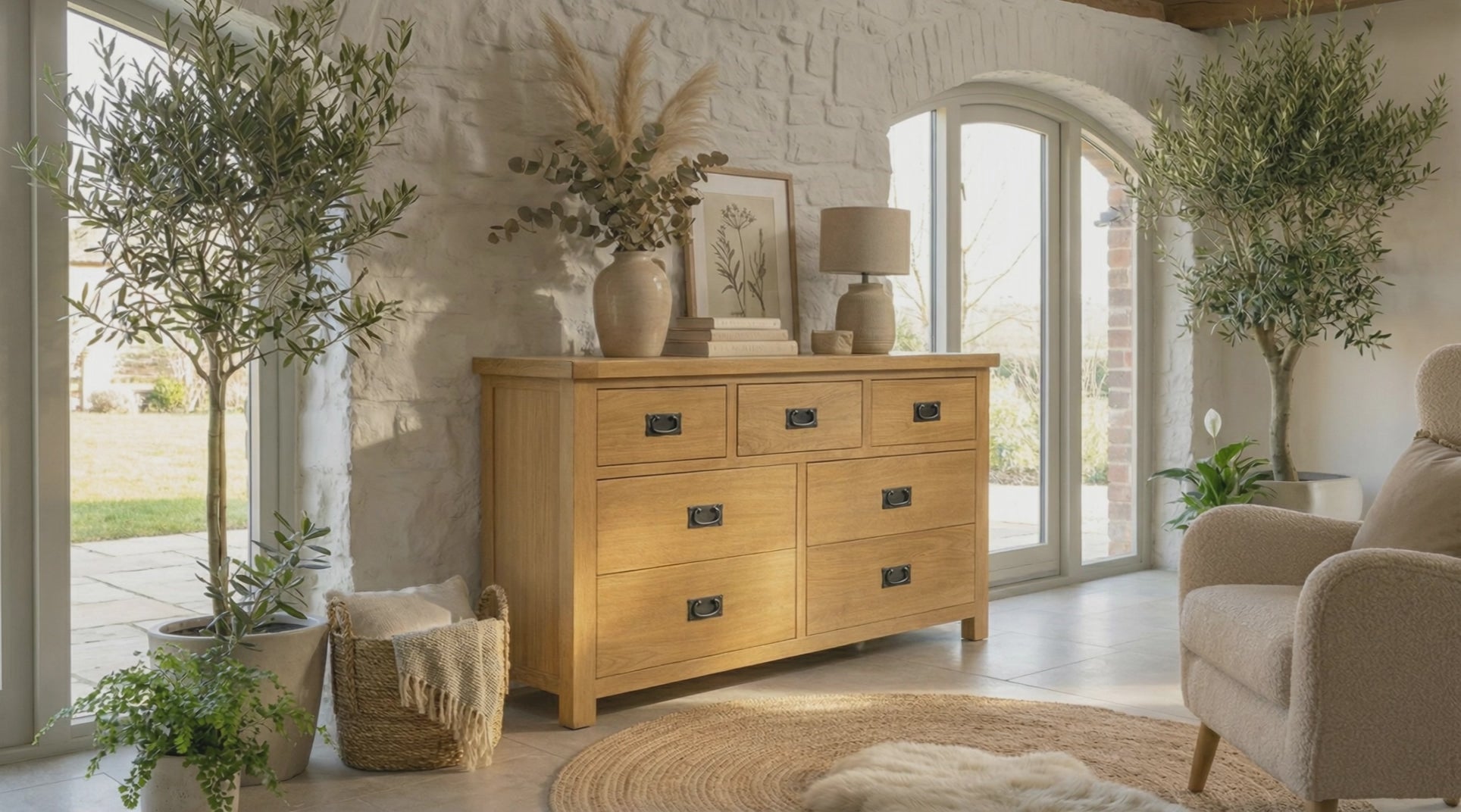 Oakdale Oak Chest of Drawers - 3 Over 4