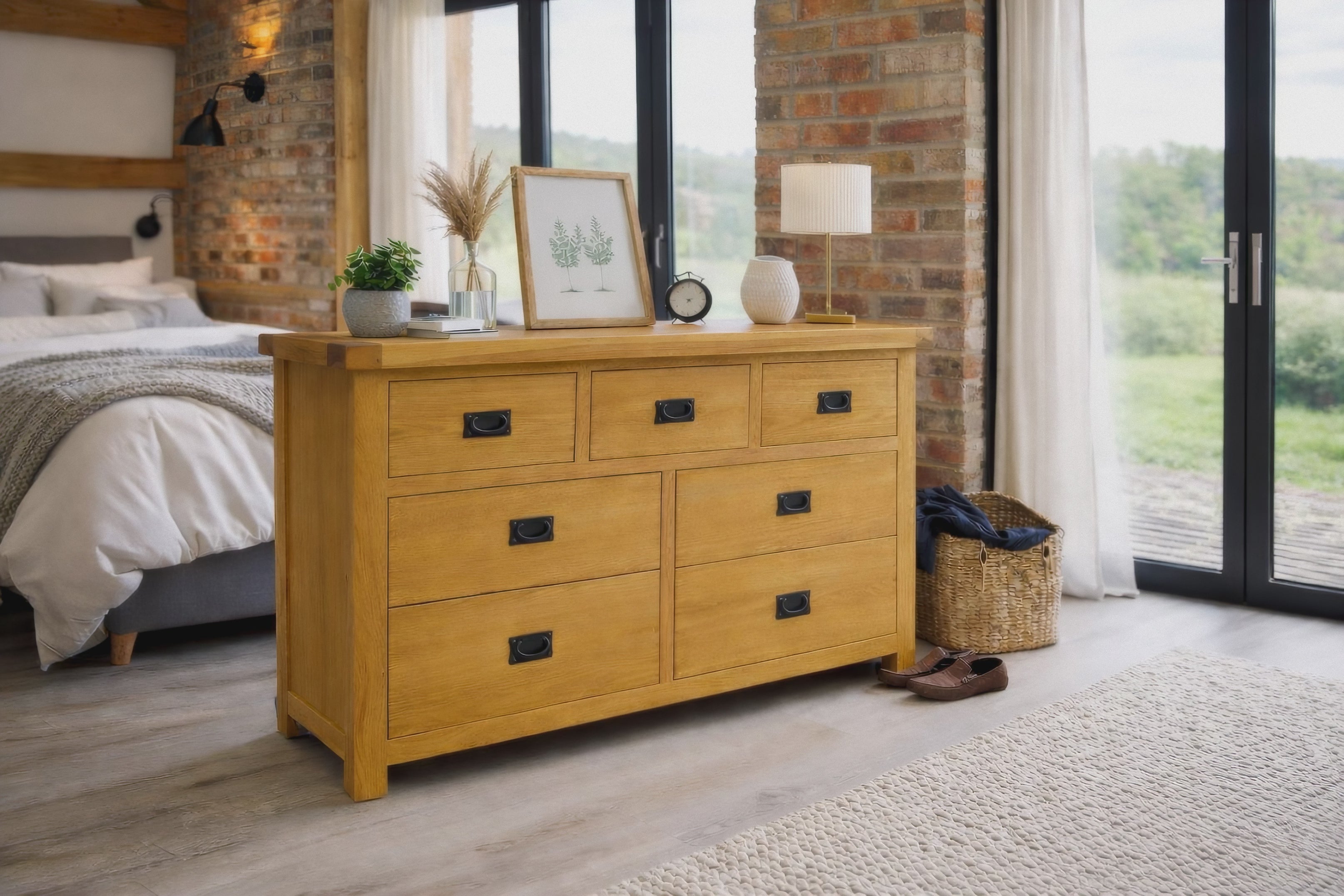 Oakdale Oak Chest of Drawers - 3 Over 4