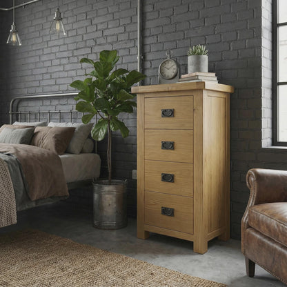 Oakdale Oak - 4 Drawer Narrow Chest