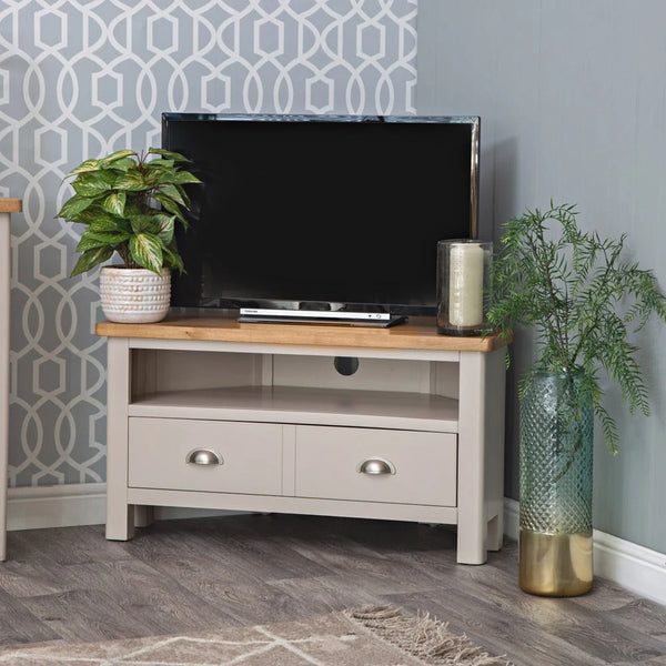 Oregon Oak & Stone Painted TV Unit - Corner