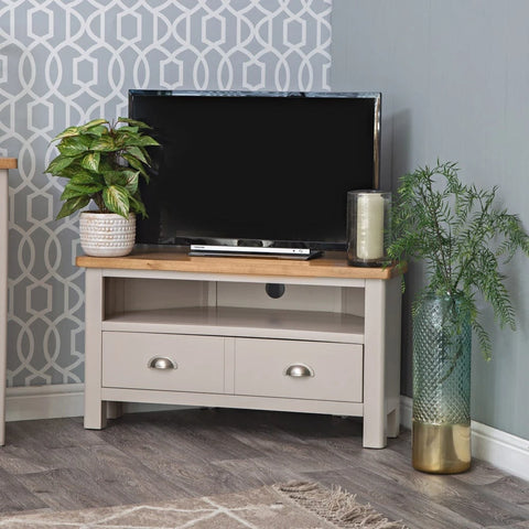 Oregon Oak & Stone Painted TV Unit - Corner