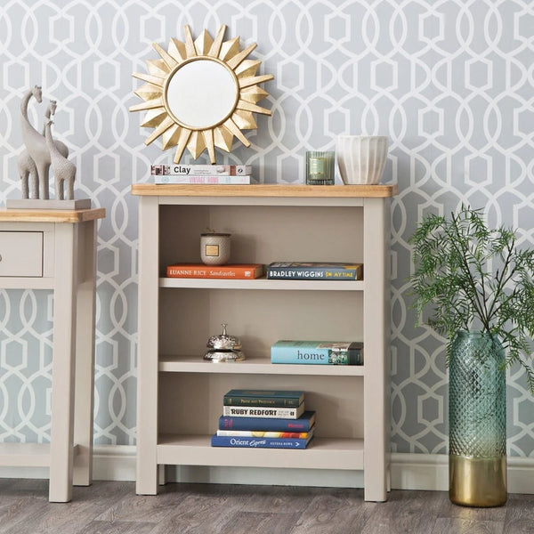 Oregon Oak & Stone Painted Bookcase - Small Wide