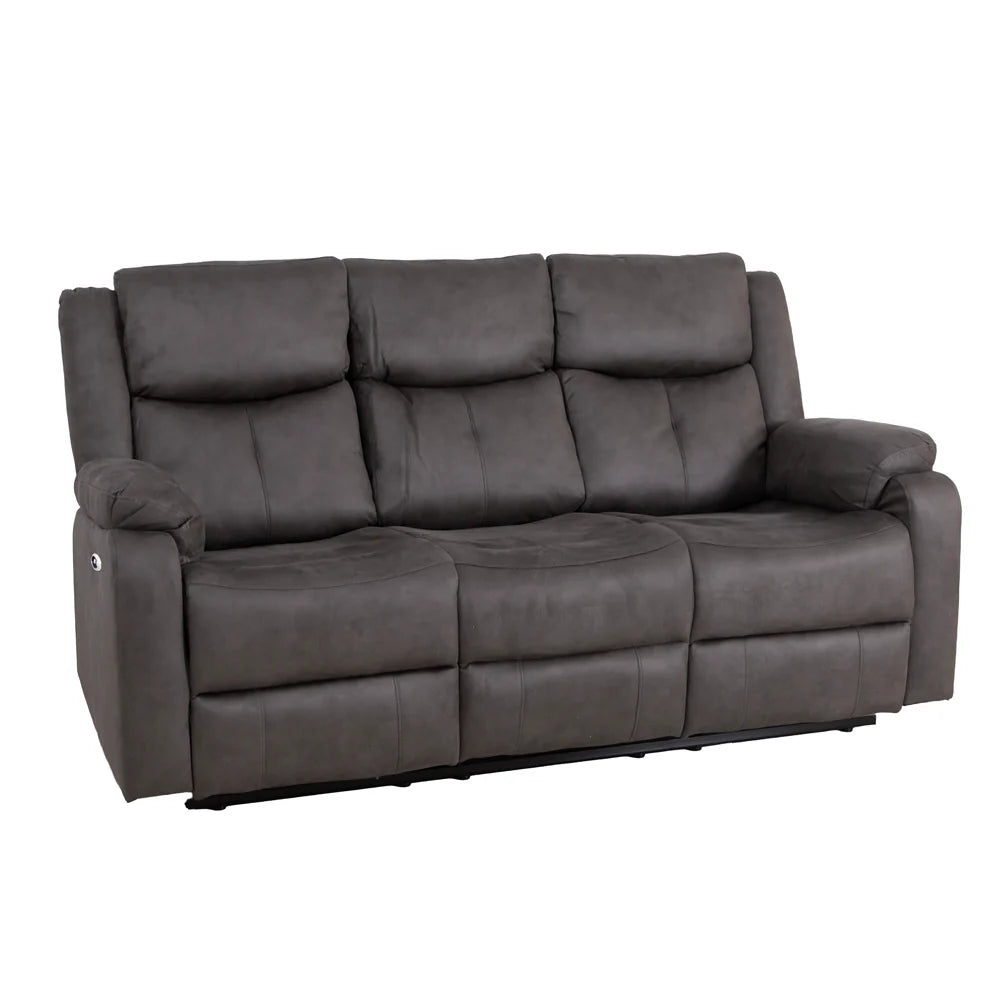 Rome 3 Seater Sofa - Electric Recliner - Steel
