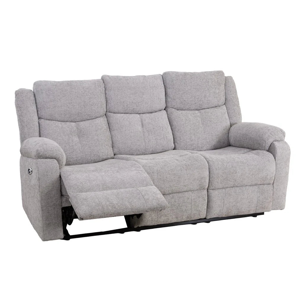 Rome 3 Seater Sofa - Electric Recliner - Silver