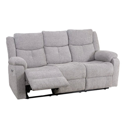 Rome 3 Seater Sofa - Electric Recliner - Silver