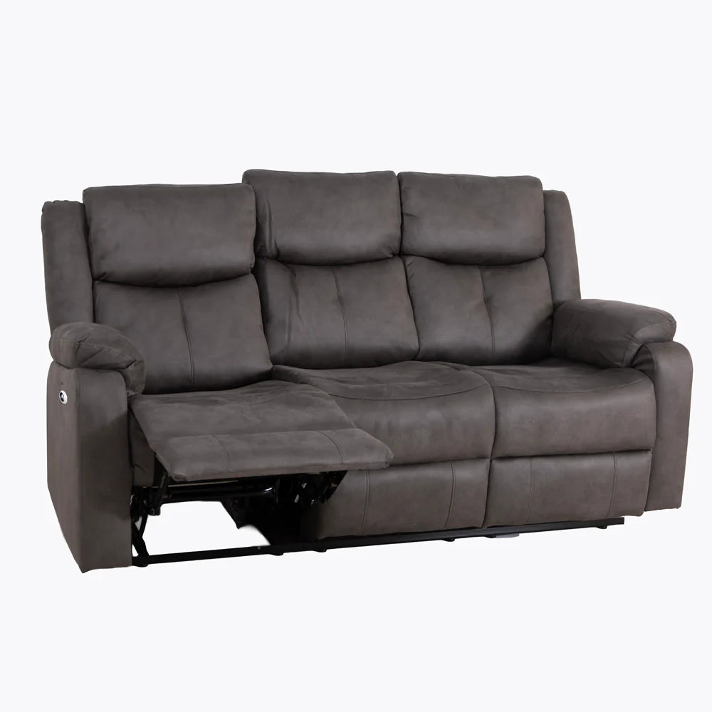 Rome 3 Seater Sofa - Electric Recliner - Steel