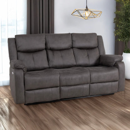 Rome 3 Seater Sofa - Electric Recliner - Steel