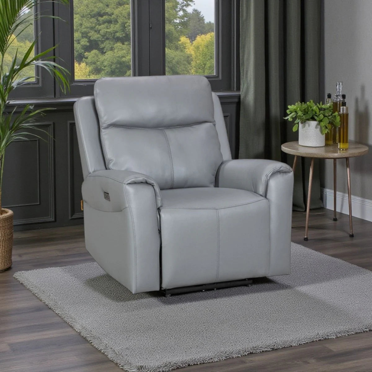 Turin Leather - Arm Chair - Electric Recliner - Dusk Grey