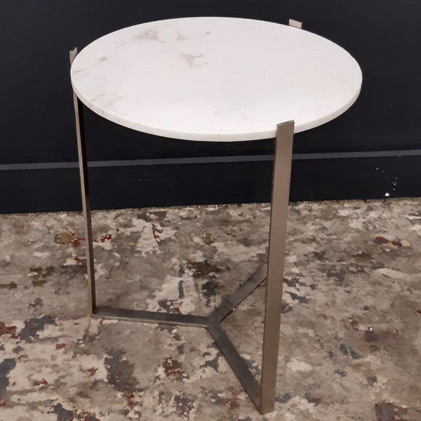 Nola Marble Side Table with Nickel Leg (Showroom Clearance)