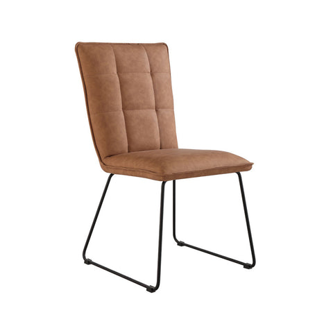 Morden Industrial Panel Back Dining Chair - Tan