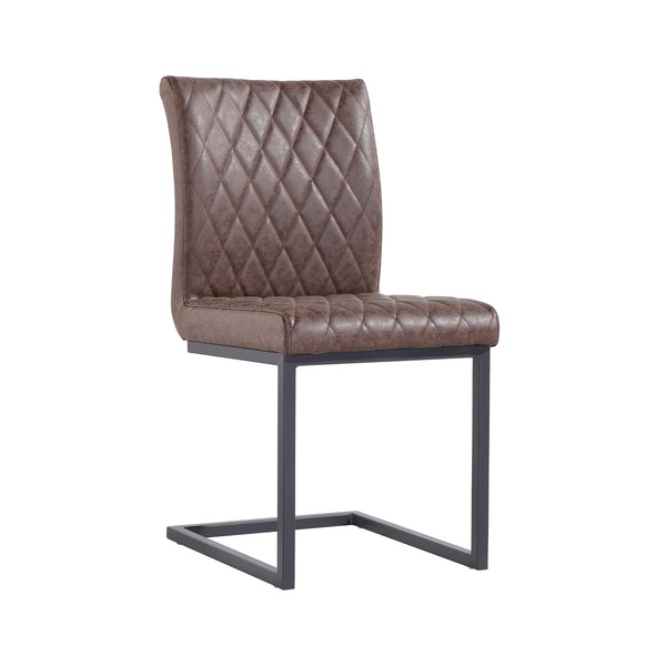 Stanway Industrial Diamond Stitch Cantilever Dining Chair - Brown