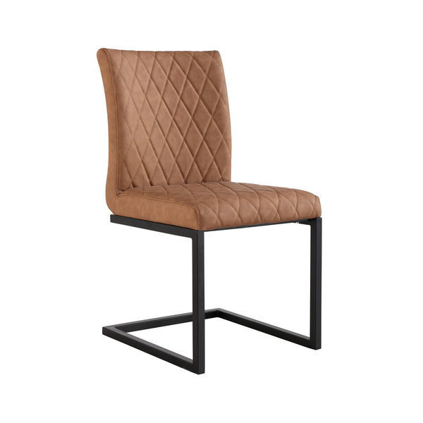 Stanway Industrial Diamond Stitch Cantilever Dining Chair - Tan