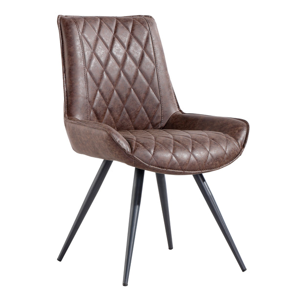 Fordham Industrial Diamond Stitch Dining Chair - Brown