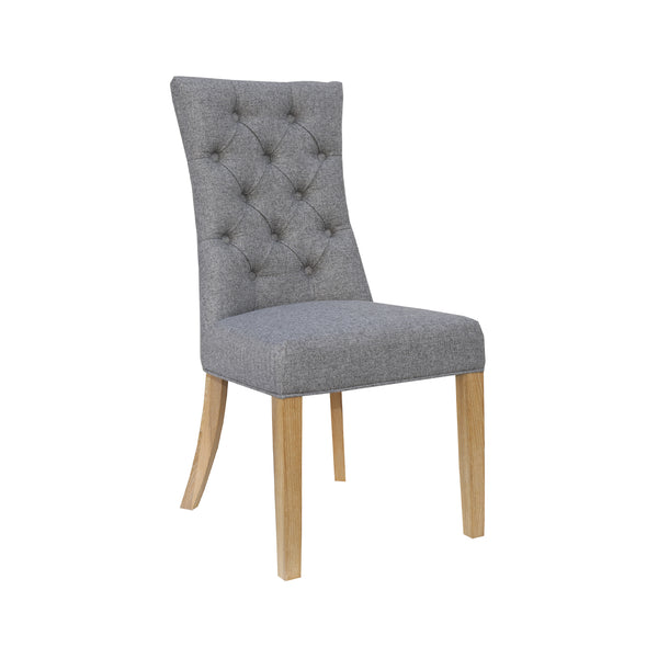 Danbury Fabric Curved, Button Back Dining Chair - Light Grey