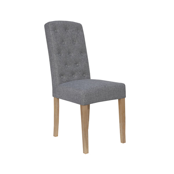 Bayton Fabric Button Back Dining Chair - Light Grey